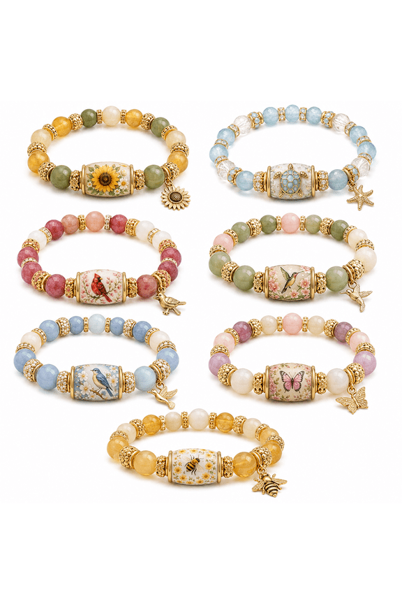 2026 Limited Edition Bluebird Blessings Bracelet, Inspirational Nature Beaded Bracelet, Spring Blessings Jewelry Gift for Women (Butterfly Blessings, Symbolic Gift for Women)