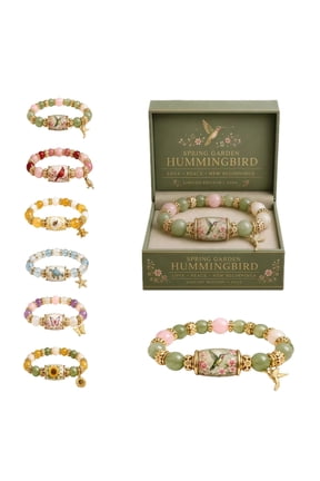 2026 Limited Edition Hummingbird Blessings Beaded Bracelet, Inspirational Bird Charm Bracelet with Strength, Hope & Joy Meaning, Spring Faith Hope Jewelry Gift