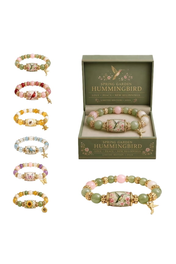 2026 Limited Edition Hummingbird Blessings Beaded Bracelet, Inspirational Bird Charm Bracelet with Strength, Hope & Joy Meaning, Spring Faith Hope Jewelry Gift