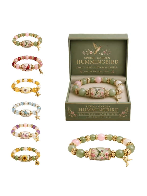 2026 Limited Edition Hummingbird Blessings Beaded Bracelet, Inspirational Bird Charm Bracelet with Strength, Hope & Joy Meaning, Spring Faith Hope Jewelry Gift