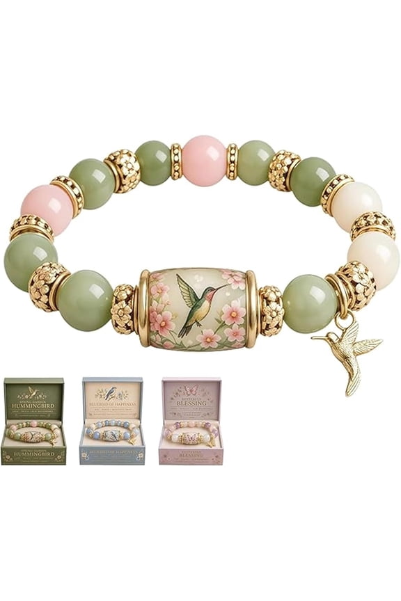 2026 Limited Edition Hummingbird Bracelet, Inspirational Bird Charm Beaded Bracelet for Strength, Hope and Joy, Spring Blessings Jewelry Gift for Women, Mom, Sister and Friends