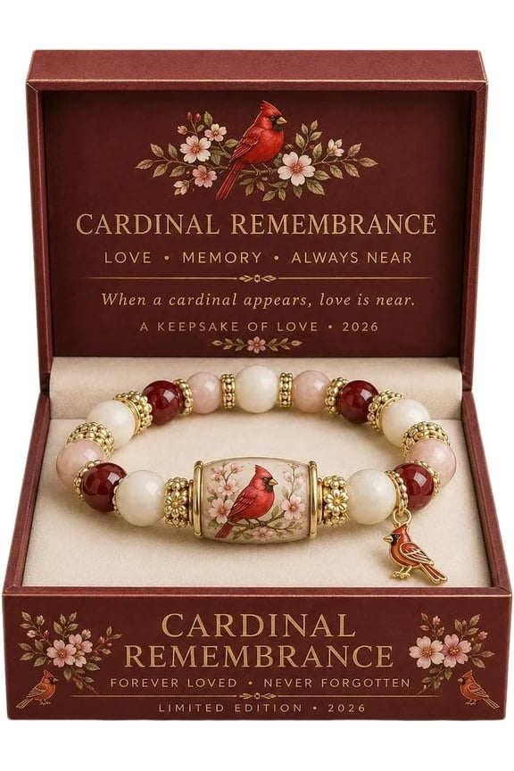 2026 Limited Edition Hummingbird & Cardinal Beaded Bracelet, Elastic Stretch Pink Multicolor Gemstone Bead Bracelet, Blessing Bird Jewelry with Premium Gift Box for Women