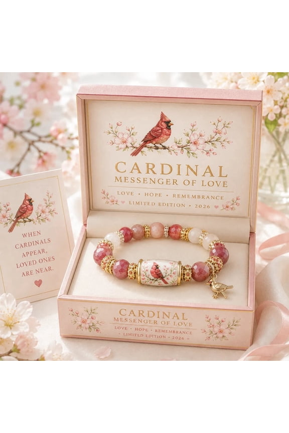 2026 Limited Edition Hummingbird Strength Bracelet with Box, Inspirational Bluebird Beaded Jewelry for Women, Spring Blessings(Cardinal bird)