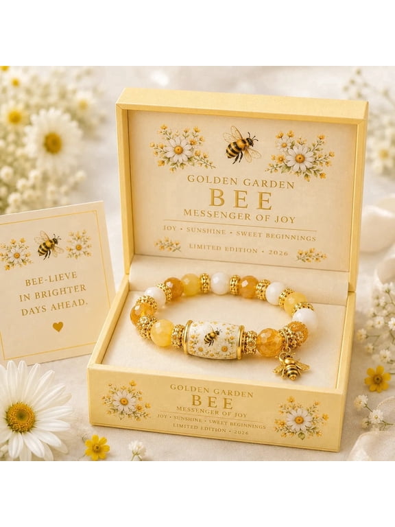 2026 Limited Edition Hummingbird Strength Bracelet with Box, Inspirational Bluebird Beaded Jewelry for Women, Spring Blessings(Yellow Bees)
