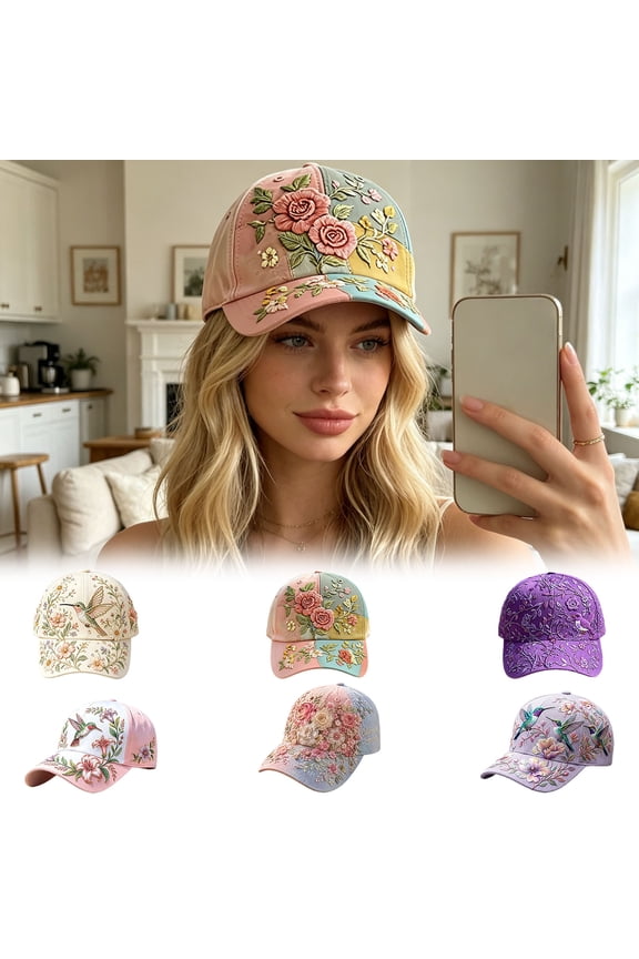 2026 Limited Garden Floral Bird Print Baseball Cap Light Breath Adjustable Unisex Outdoor Sun Hat