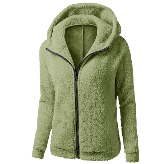 2026 Lindreshi Cardigans for Women Women Hooded Sweater Coat Winter Warm Wool Zipper Coat Cotton Coat Outwear