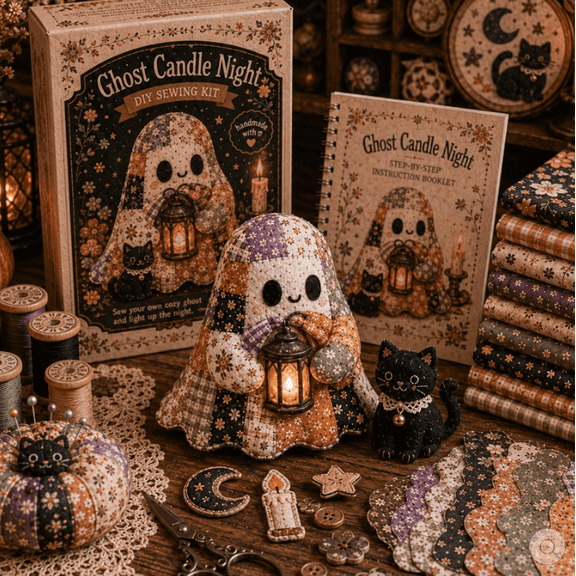 2026 Little Ghost’s Cozy Halloween DIY Patchwork Kit , Halloween Sewing & Quilting Project for Adults and Teens - Includes Fabric, Thread, Instructions