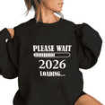 thumbnail image 1 of "2026 Loading" Internet Culture Graphic Tee T-Shirt Print Top Sweatshirt Cotton Round-neck long-sleeved Black S-3XL, 1 of 6