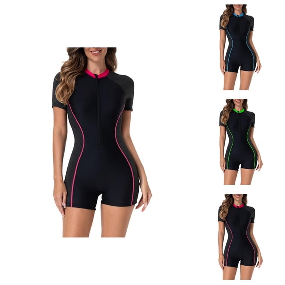 2026 Long Sleeve Swimsuit for Women Zipper Front Sunscreen Rash Guard Performance Surfing Bathing Suit Sun Protection Swimwear