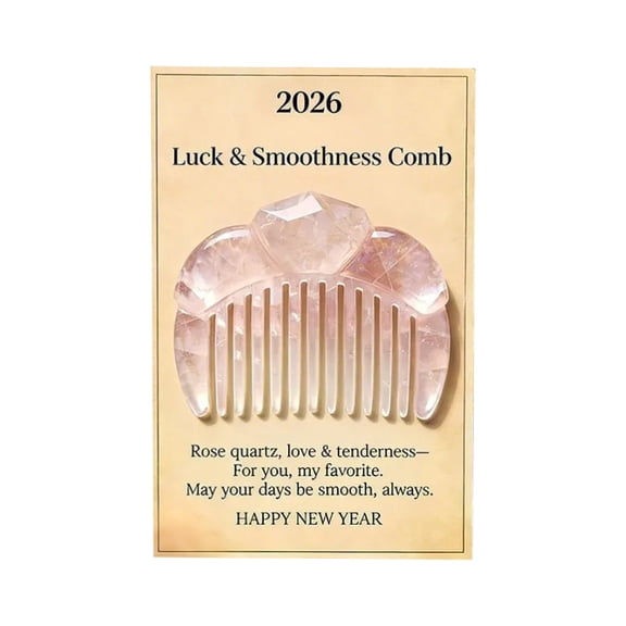 2026 Luck & Smoothness Comb Hand-Carved Cloud Shape Pink Comb, Decorative Keepsake Grooming Tool with Message Card for Valentine’s Day
