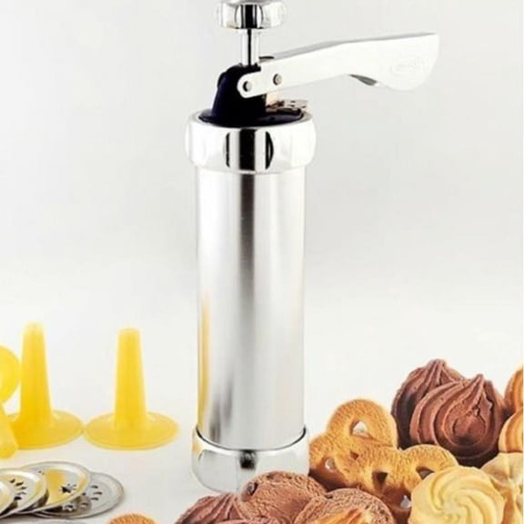YONGYIII Stainless Steel Manual Cookie & Biscuit Press, 20 Discs & 4 Piping Tips (24 Count)Stainless Steel Cookie Press Maker Kit Manual Spritz Cookie Machine DIY Biscuit Decorating Tool for Home