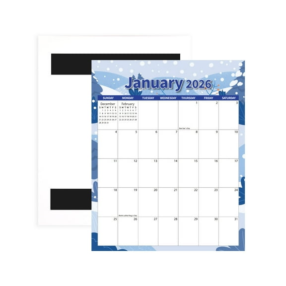 2026 Magnetic Calendar Jan-Dec 2026, 11.5x14.5" Monthly Refrigerator Planner with Magnetic Backing for Fridge, Holiday Reminders, 12 Unique Designs for Home & Office