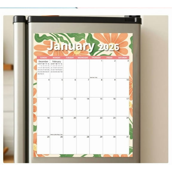 2026 Magnetic Calendar for Refrigerator,12 Monthly Refrigerator Calendar,Magnetic Planner for Fridge,White Background Easy Planning and Organizing,Multi-Purpose & Gift.