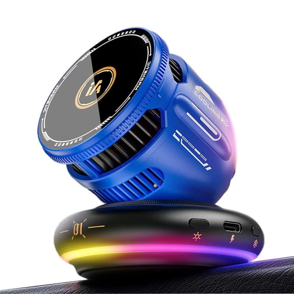 2026 Magnetic Car Phone Holder with Wireless Charging, Cooling Fan, RGB Light, Reusable Gel Base, ABS Fast Charging Mount for Dashboard