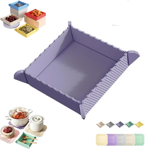2026 Magnetic Foldable Silicone Mat & Serving Tray - 2-in-1 Heat Resistant Trivet & Desk Organizer, Food Grade, Waterproof, Easy to Clean, Space-Saving Kitchen Essential for Home, Camping & RV