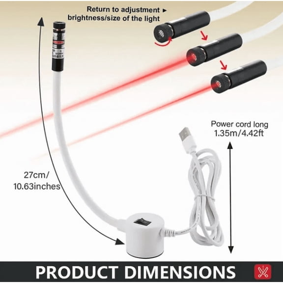 2026 Magnetic Sewing Machine Positioning Light, Quilting Guide for Sewing Machine with Adjustable Dot/Straight Line/Crosshair, Hands-Free Precision Aid Tool Attachment, Vision Guide (Dot)