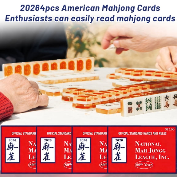 2026 Mah Jongg Card Large Print, 4 PCS Essential Mahjong Card for American Mahjong Game, Compatible with Mahjong Tile Sets & Travel Mahjong Sets
