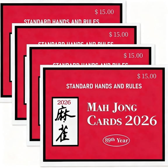 2026 Mahjong Card Official Revision - 4 Pack Large Print American Mahjong Cards 2026, Easy to Read National Mah Jongg Rule Guide Scorecards for Game Nights & Parties