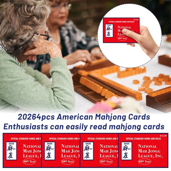 2026 Mahjong Cards 4 Pcs, MahJong Standard Hands and Rules, Line Finder for Strategy Tool for Mah Jong Beginners Adults, Perfect for Game Nights Parties