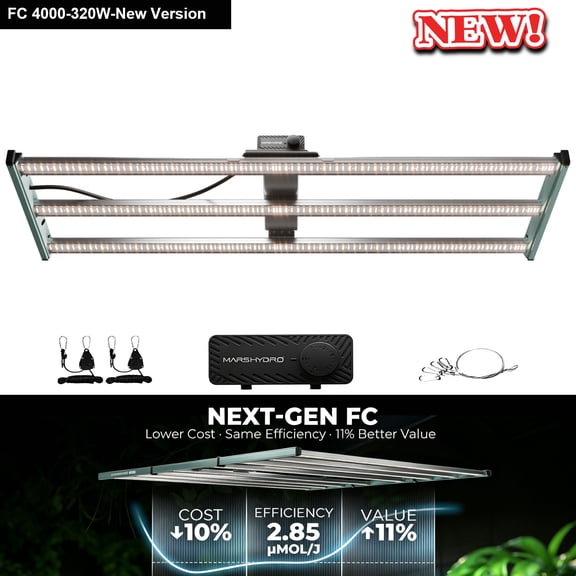 2026 Mars Hydro Smart Dimmable FC 4000 Bridgelux 3030+OSRAM red 320W Full Spectrum LED Grow Light for 4x2ft Grow Tent Indoor Plants