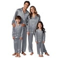thumbnail image 1 of 2026 Matching Christmas Pajamas For Family Long Sleeve Pj Set Silk Satin Sleepwear Button Down Loungewear with Pocket, 1 of 8