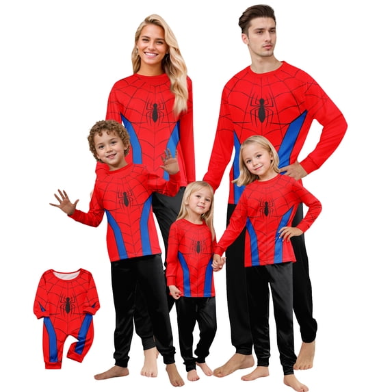 2026 Matching Family Christmas Pajamas Set Holiday Xmas Pjs,Spider Patterns for The Whole Family, Perfect for Christmas Eve, Holiday Photos,Parties and Gifts