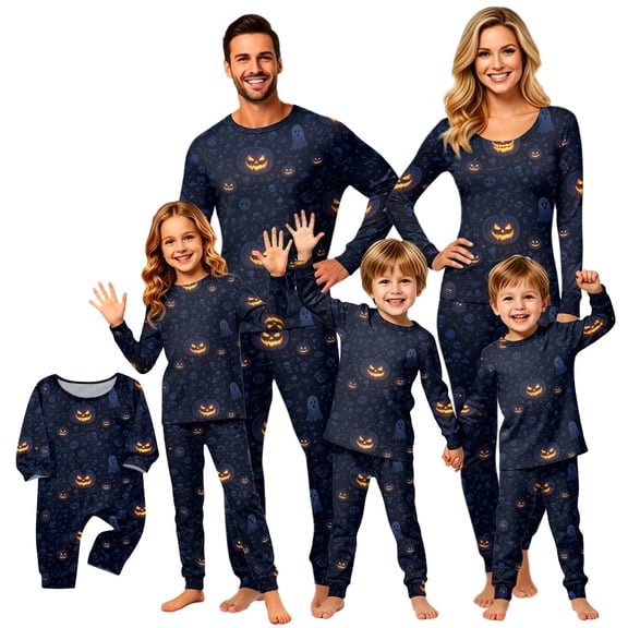 2026 Matching Family Halloween Pajamas Set, Fall Sleepwear, Ghost & Pumpkin Printed Holiday Sleepwear, Soft Loungewear PJs Outfit