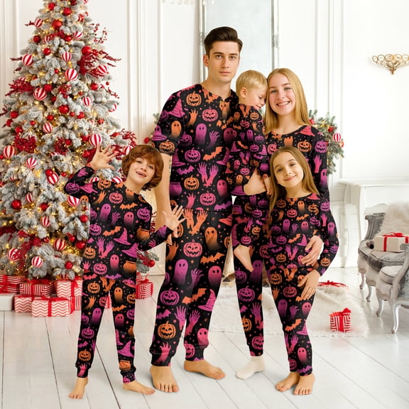 2026 Matching Family Halloween Pajamas Set, Fall Sleepwear, Ghost & Pumpkin Printed Holiday Sleepwear, Soft Loungewear PJs Outfit