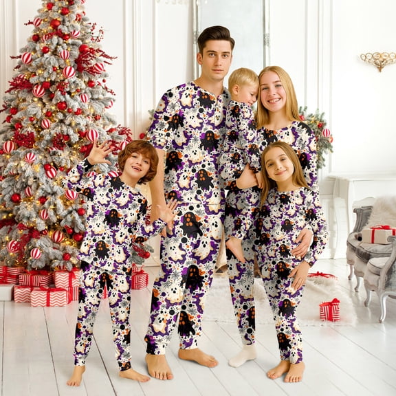2026 Matching Family Halloween Pajamas Set, Fall Sleepwear, Ghost & Pumpkin Printed Holiday Sleepwear, Soft Loungewear PJs Outfit