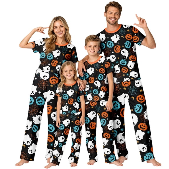 2026 Matching Family Halloween Pajamas Set, Fall Sleepwear, Ghost & Pumpkin Printed Holiday Sleepwear, Soft Loungewear PJs Outfit