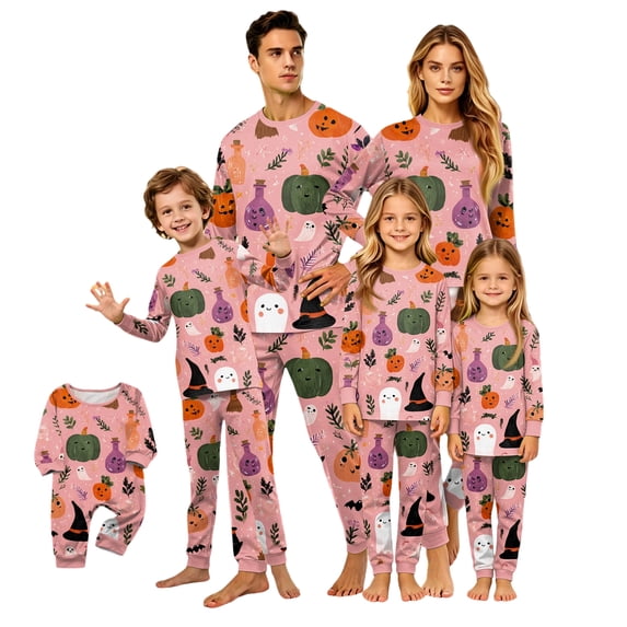 2026 Matching Family Halloween Pajamas Set, Fall Sleepwear, Ghost & Pumpkin Printed Holiday Sleepwear, Soft Loungewear PJs Outfit