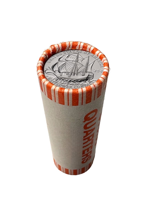 2026 Mayflower Compact Quarter Roll D-Mint  40 Uncirculated Coins  $10 Face Value  America's 250th Anniversary