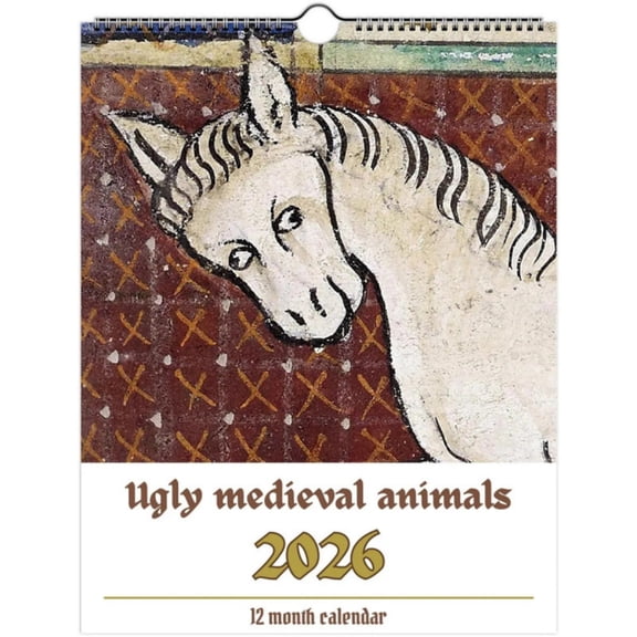 2026 Medieval Animal Wall Calendar Twin-Coil Binding Monthly Academic Calender Planner From Jan to Dec for Home