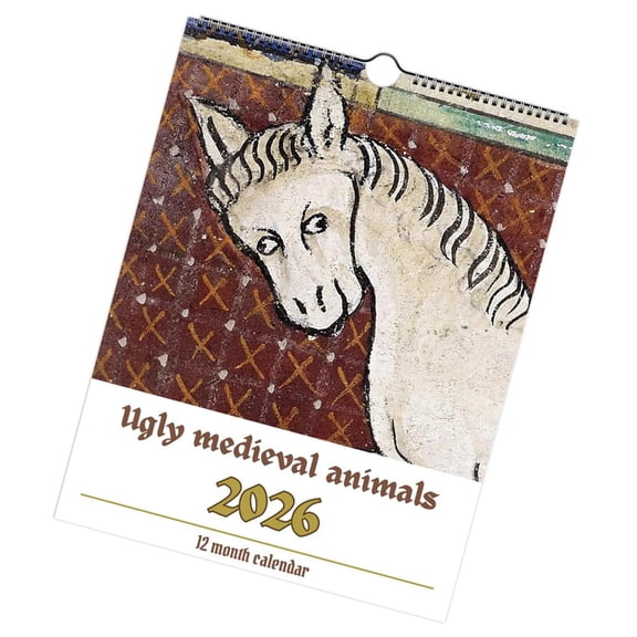 2026 Medieval Wall Calendar 12 Month Runs Jan to Dec Twin-Coil Binding Monthly Calendar for Home Decoration