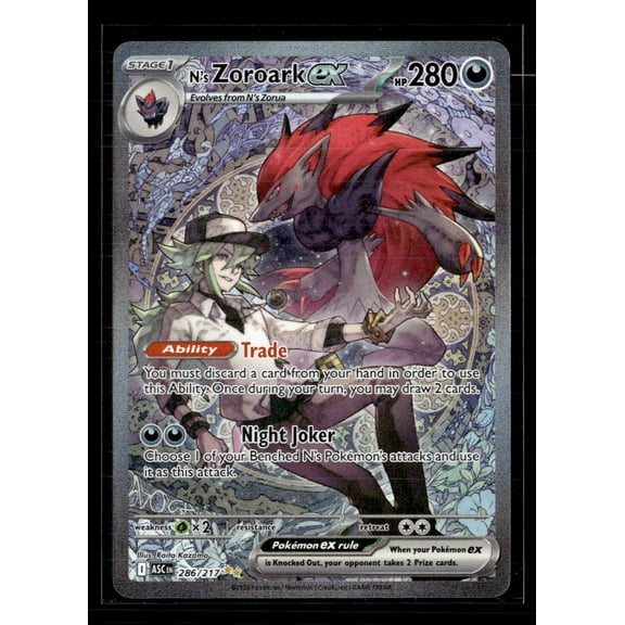 2026 Mega Evolution Ascended Heroes N'S Zoroark EX Holo Secret Rare SAR #286/217