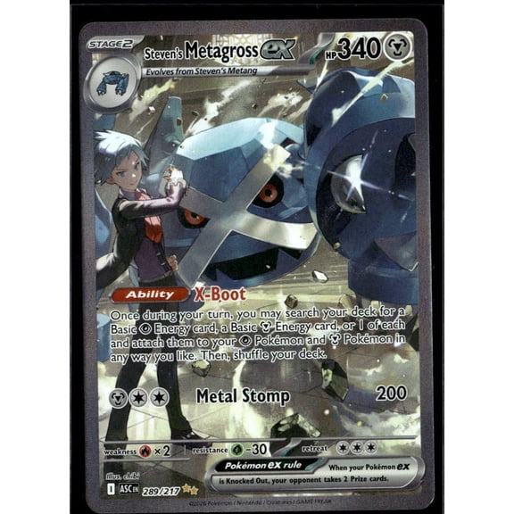 2026 Mega Evolution Ascended Heroes Steven's Metagross EX SAR #289/217 Holo Secret Rare FA SAR