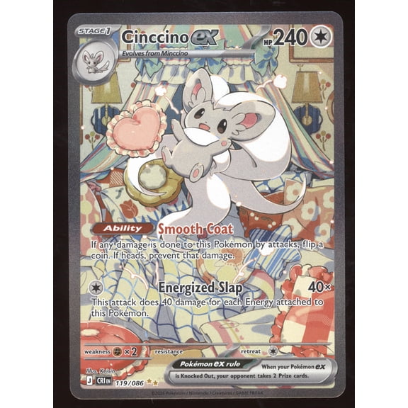 2026 Mega Evolution Chaos Rising Cinccino ex Secret Rare #119/086 Pokemon Trading Card