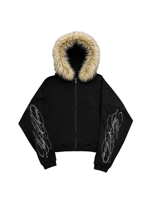 2026 Men Oversized Graphic Zip Hoodie Hood Jacket Y2K Emo Grunge Streetwear Fall Winter Outerwear