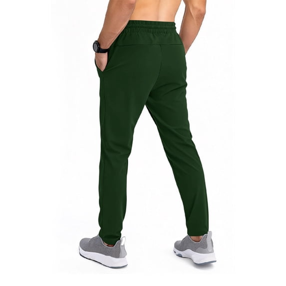 2026 Men's Athletic Pants with Zipper Pockets Lightweight Tapered Joggers Breathable for Workout Running Travel Track Pants Dark Green M