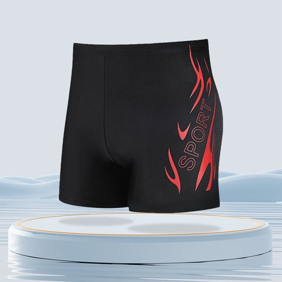 2026 Men's Athletic Swim Jammers Square Leg Compression Swimsuit Quick Dry Training Swim Shorts Competitive Swimsuit(Red2,XXXXL)