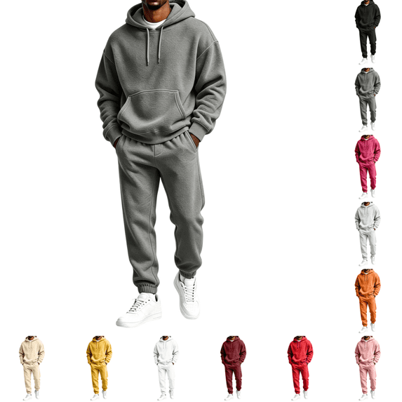 2026 Men's Hoodie Sweatshirt Jogger Pants 2 Piece Set Winter Casual Fleece Hoodies and Sweatpants Outfits Jogging Suits Sets Dark Gray 3XL