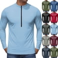 thumbnail image 1 of 2026 Men's Long Sleeve Sun Shirts Stand Collar 1/4 Zip Up Fishing Running Rash Guard Outdoor Lightweight T-Shirts,Sky Blue,3XL, 1 of 6