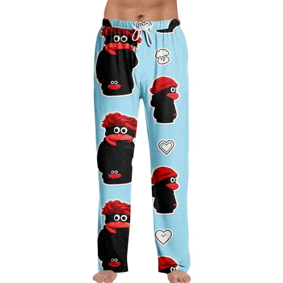 2026 Men's Loose Fit Christmas Print Pajama Pants for Sleep and Casual Home Wear Comfy Long Wide Leg Lounge Pants