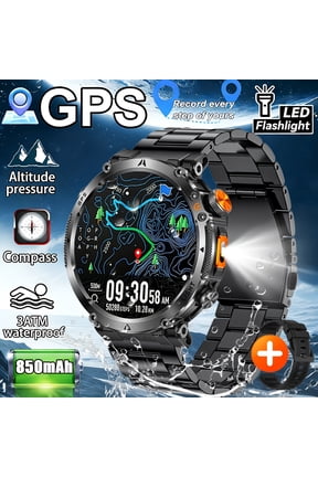 2026 Men's Outdoor Smart Watch, 1.7" HD Full Touch Screen, GPS, Compass, Altitude Pressure, LED Flashlight, 850mAh Battery, Wireless Calling, AI Voice Assistant, 120+ Sports Modes