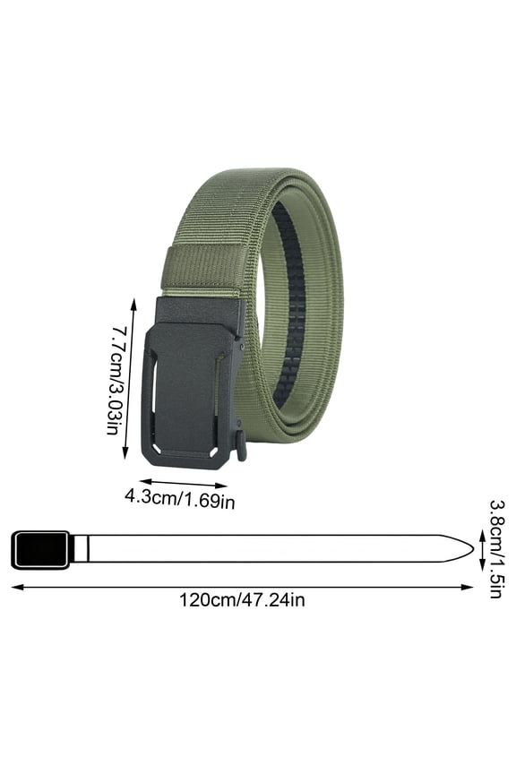 2026 Men's Tactical Belt 47in Nylon Ratchet Belt with Auto Buckle, Heavy-Duty Double-Layer Web Work Belt - Adjustable, Hiking & Casual Wear
