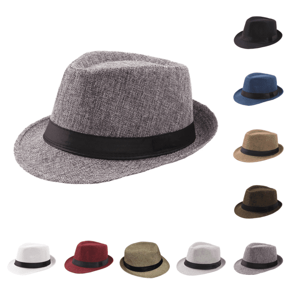 2026 Mens Linen Sun Hat Summer Outdoor Lightweight Breathable Travel Beach Walking Sun Protection Hat dark gray