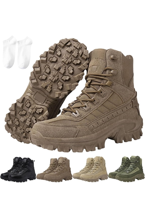 2026 Mens Orthopedic Support Anti-Puncture Work Boots Waterproof Anti-Sprain Hiking Boots, Tactical Boots with Arch Support(Khaki)