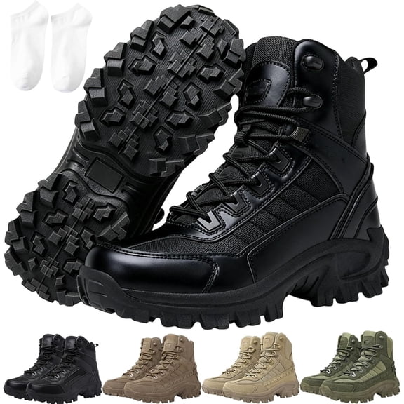 2026 Mens Orthopedic Support Anti-Puncture Work Boots Waterproof Anti-Sprain Hiking Boots, Tactical Boots with Arch Support(Khaki)