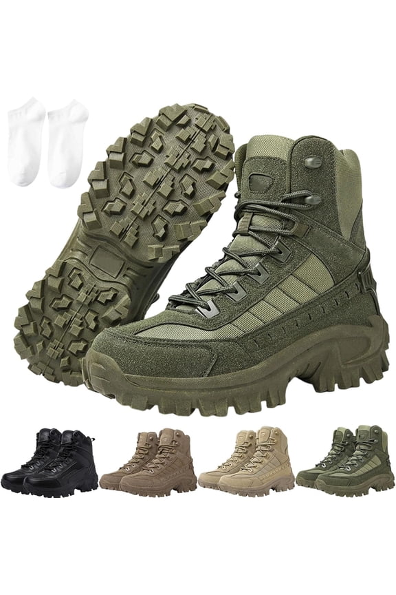 2026 Mens Orthopedic Support Anti-Puncture Work Boots Waterproof Anti-Sprain Hiking Boots, Tactical Boots with Arch Support(Khaki)