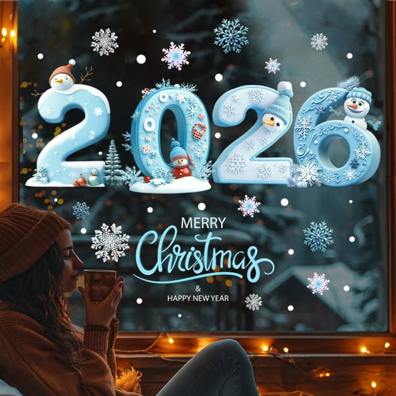 2026 Merry Christmas Window Clings Stickers Christmas Window Decals for Glass Windows Decoration Indoor Happy New Year Holiday Stickers for Shop Display Glass Xmas Party Home Supplies